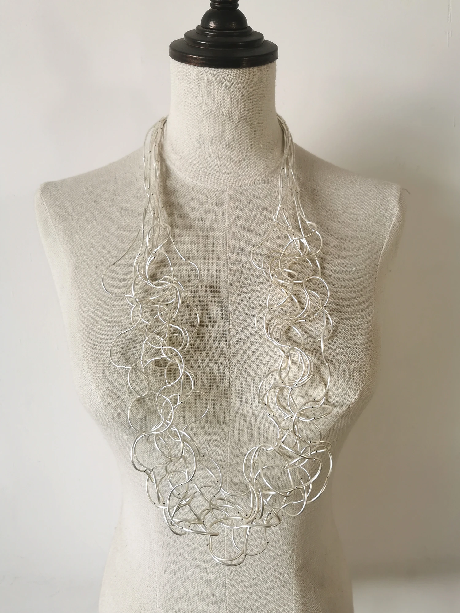STRATHSPEY Mode Neue Lange Unregelmäßige Kupfer Rohr Halskette Für Frauen Aussage Chunky Multi Lay Schmuck – Detail 14