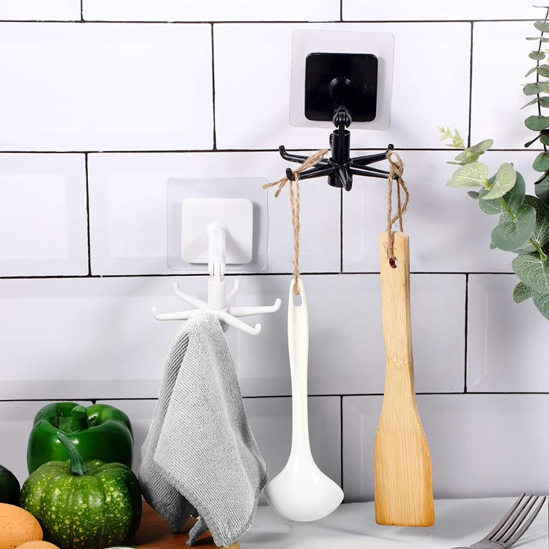 Universal  Kitchen Hook Multi-Purpose 360 Degrees Rotated Rotatable Six-claw Rack Organizer Storage Spoon Hanger Accessories