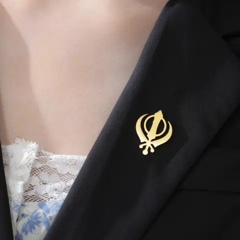 Lucktune Sikh Faith Brooch Stainless Steel Women's Brooches For Men's Shirt Badges Lapel Pin Vintage Metal Pin Jewelry Gift