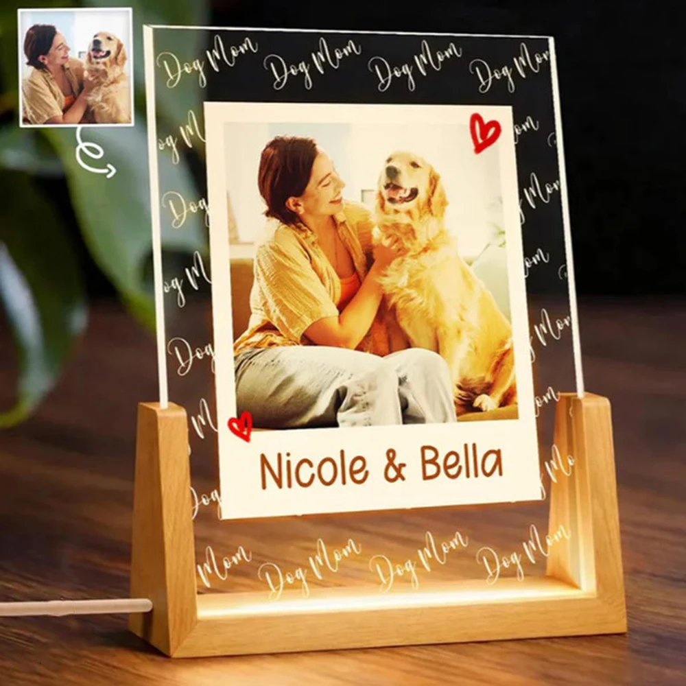

Personalized Pet Picture Acrylic LED Night Light Warm Eye Care Lamp Perfect Mothers Day Present For Pet Mom Custom Home Decor