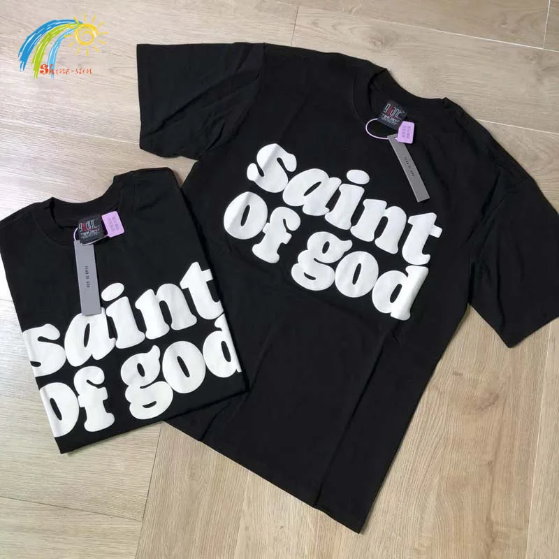 

Футболка с логотипом Saint Of God для мужчин и женщин, унисекс, повседневная черная футболка с короткими рукавами, хлопковая футболка большого размера лучшего качества