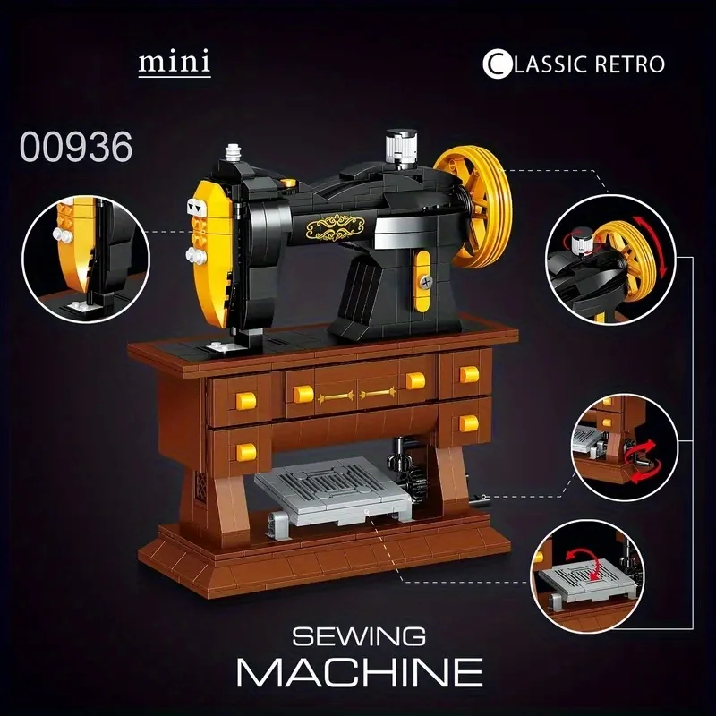 633 piezas: Máquina de coser retro, bloques educativos para escritorio - imagen 2