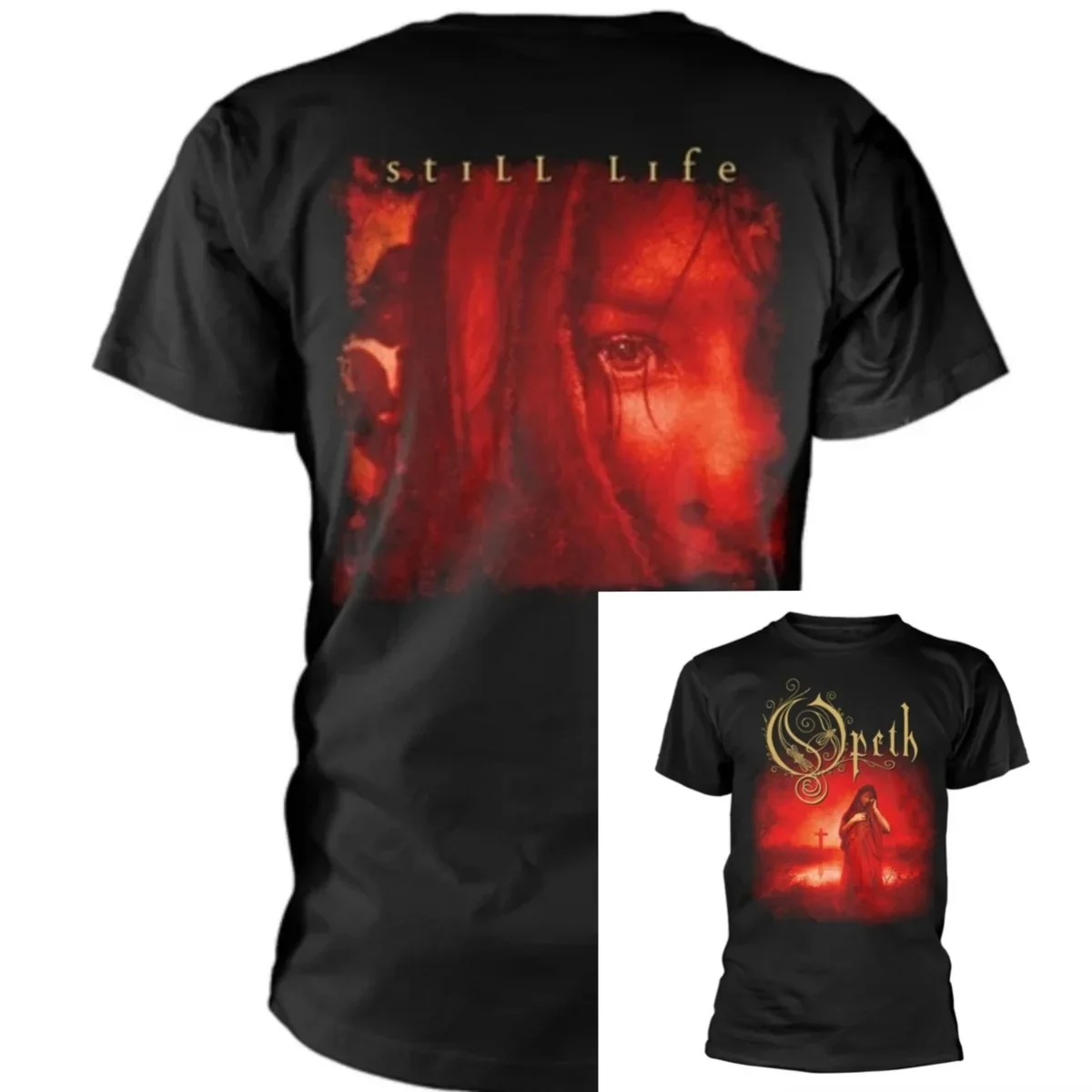 Opeth Graphic T‑Shirt Bright Pink Orchid Floral Print with Ornate Band Logo Swedish Progressive Death‑Metal Band Merch Unisex T