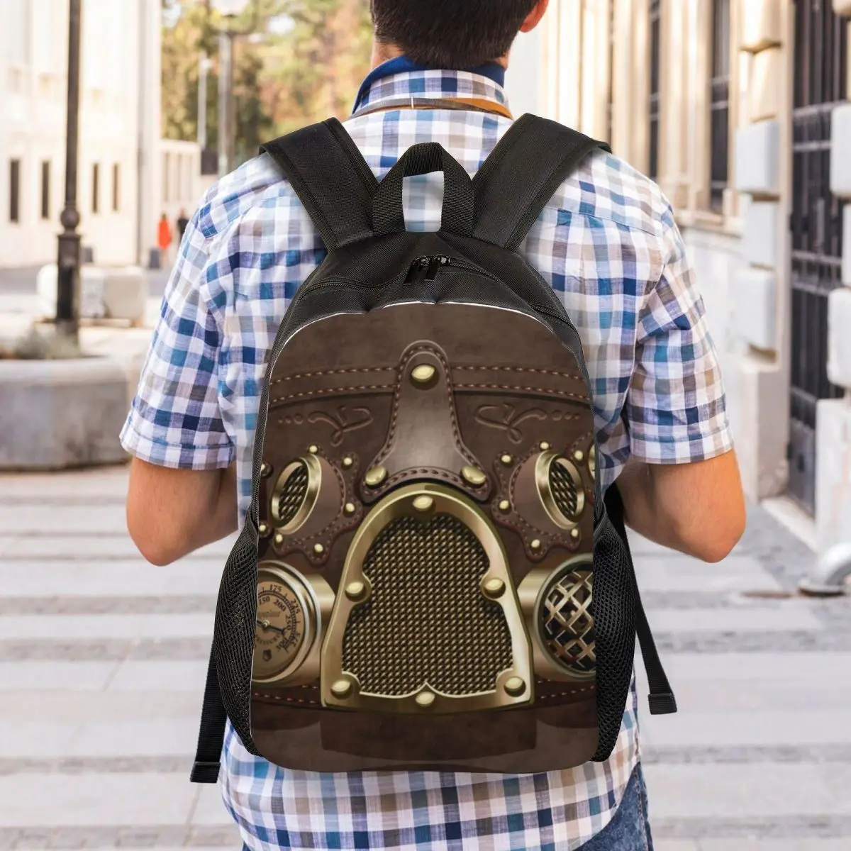 Mochilas de couro Steampunk personalizadas, bolsa básica para faculdade escolar, bolsas para capacete de piloto para homens e mulheres