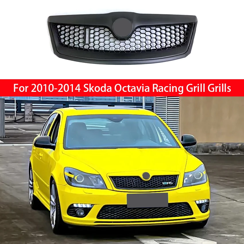 

For Skoda Octavia Upper Bumper Hood Mesh Grills Front Bumper Grille Racing Grill Body Kit 2010 2011 2012 2013 2014