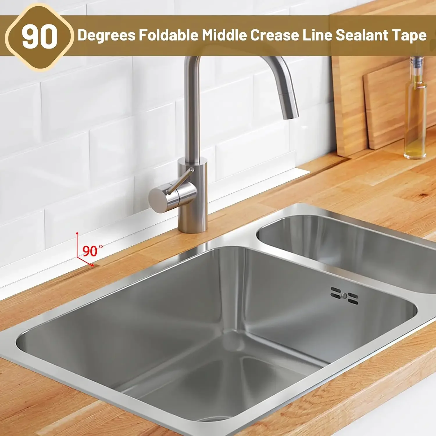 Waterproof Self Adhesive Caulk Tape Toilet Bathtub Sealant Strip for Kitchen Bathroom Sink Countertop Floor Wall Edge Protector