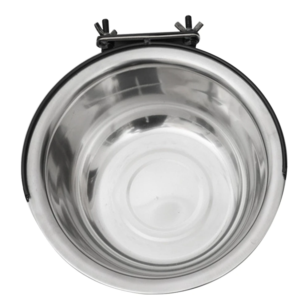 

Durable Stainless Steel Pet Food Water Bowl Hanging Bird Parrot Feeding Dish Coop Cup Kennel Cup S M L Size Dog Bowl Set Silver