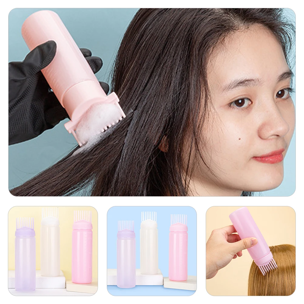 

3 pcs Care Massage Comb for Coloring Root Bottle Applicator For Hair Coloring Dye Applicator Bottle Ldpe Root Travel Pink White