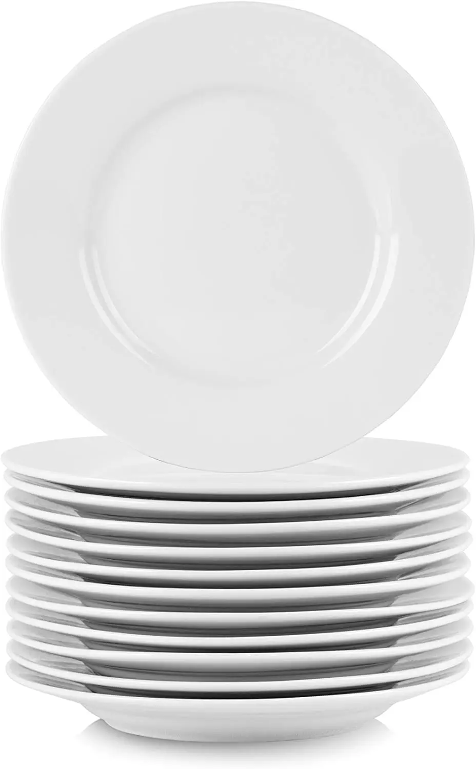 

Set of 12 White 6" Round Appetizer Plates for Catering and Parties, Durable Ceramic Dishware
