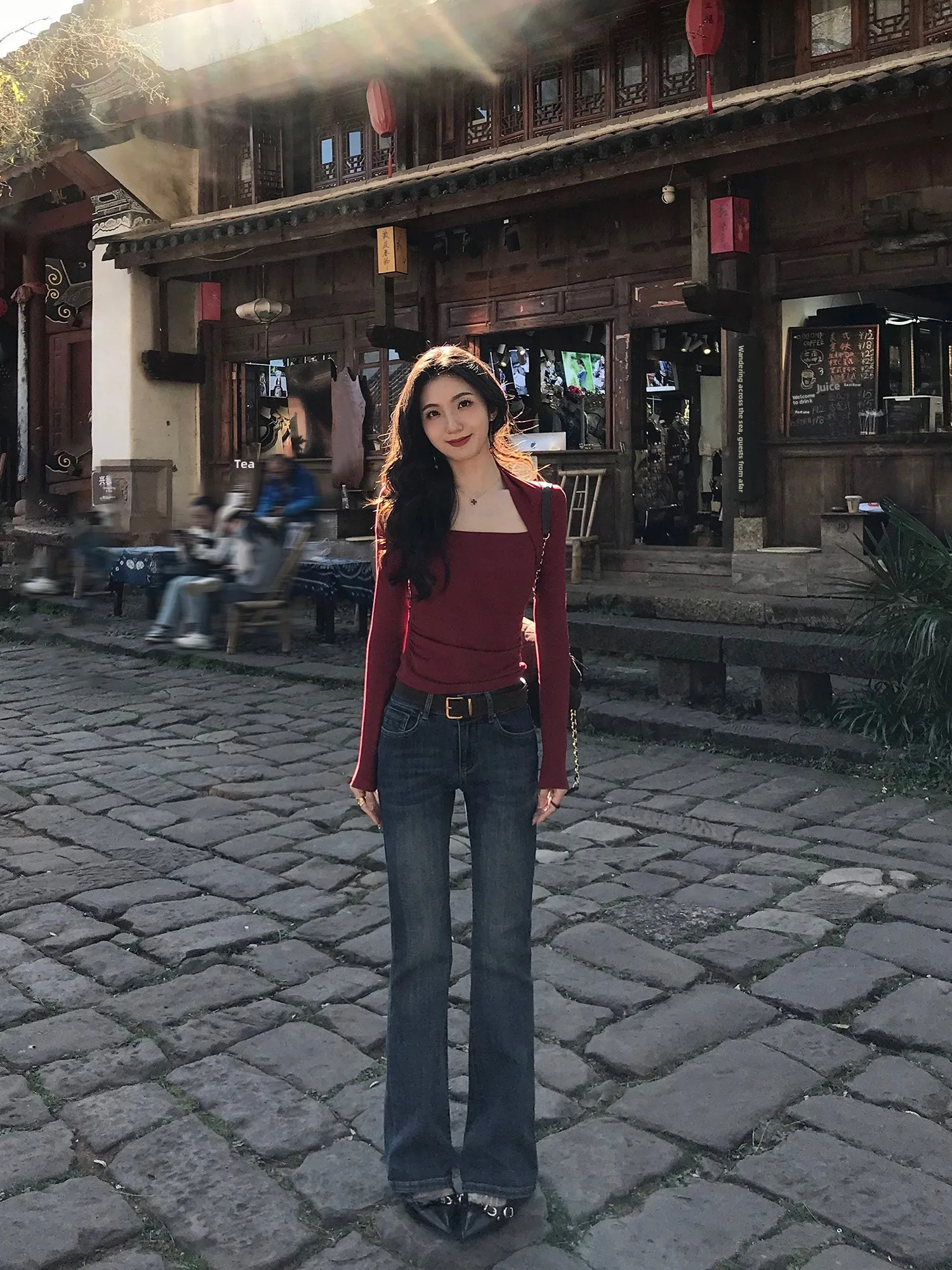 

Mulvan Street синие коровьи винтажные эластичные расклешенные джинсы с завышенной талией, женские прямые длинные брюки-колокольчики для похудения, хлопковые l талии