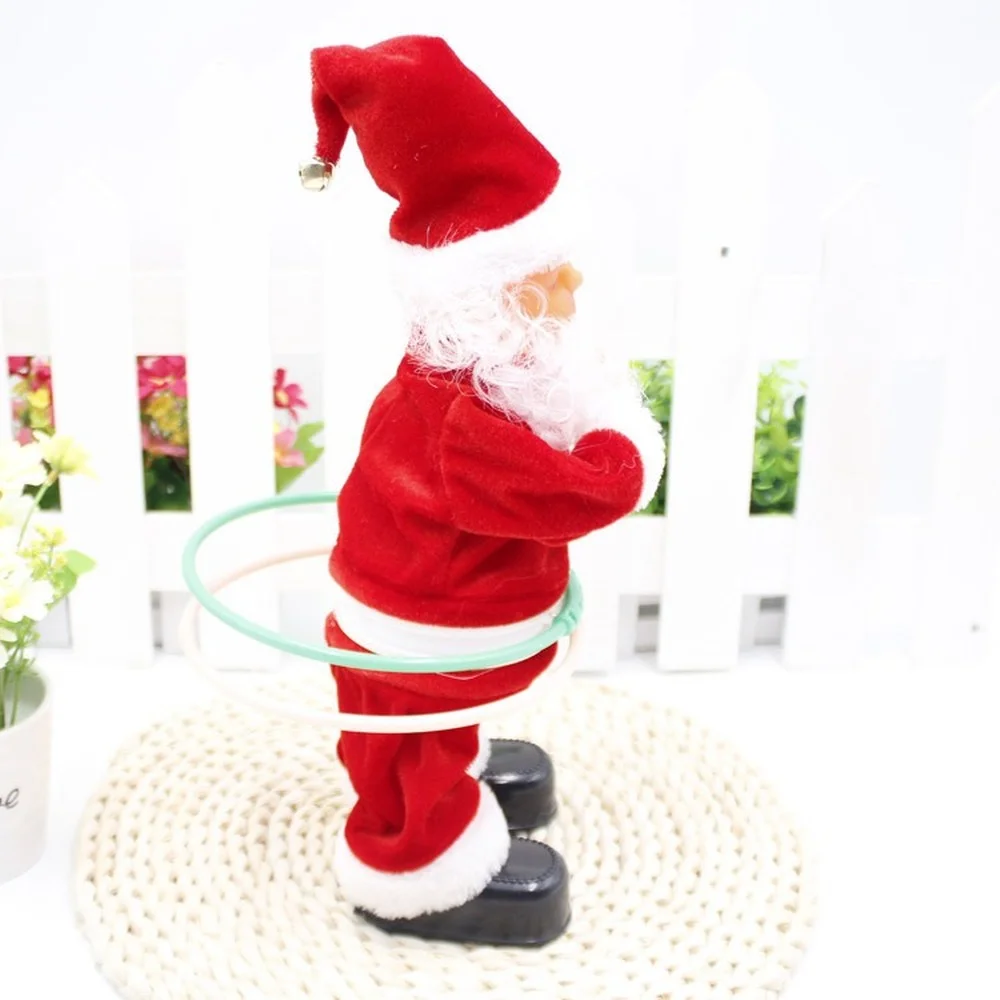 Santa Claus Turning Hula Hoop Electric Music Doll Christmas Ornament Decoration Children\'s Toy Gifts New Year 2022 Navidad