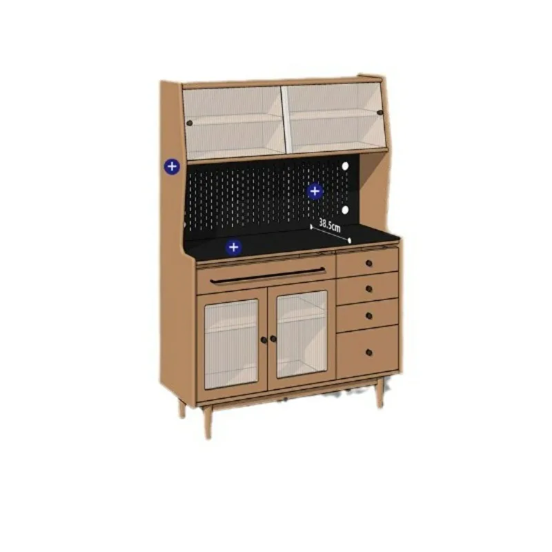 

Solid wood dining side cabinet cherry wood kitchen living room integrated wall small apartment light luxury