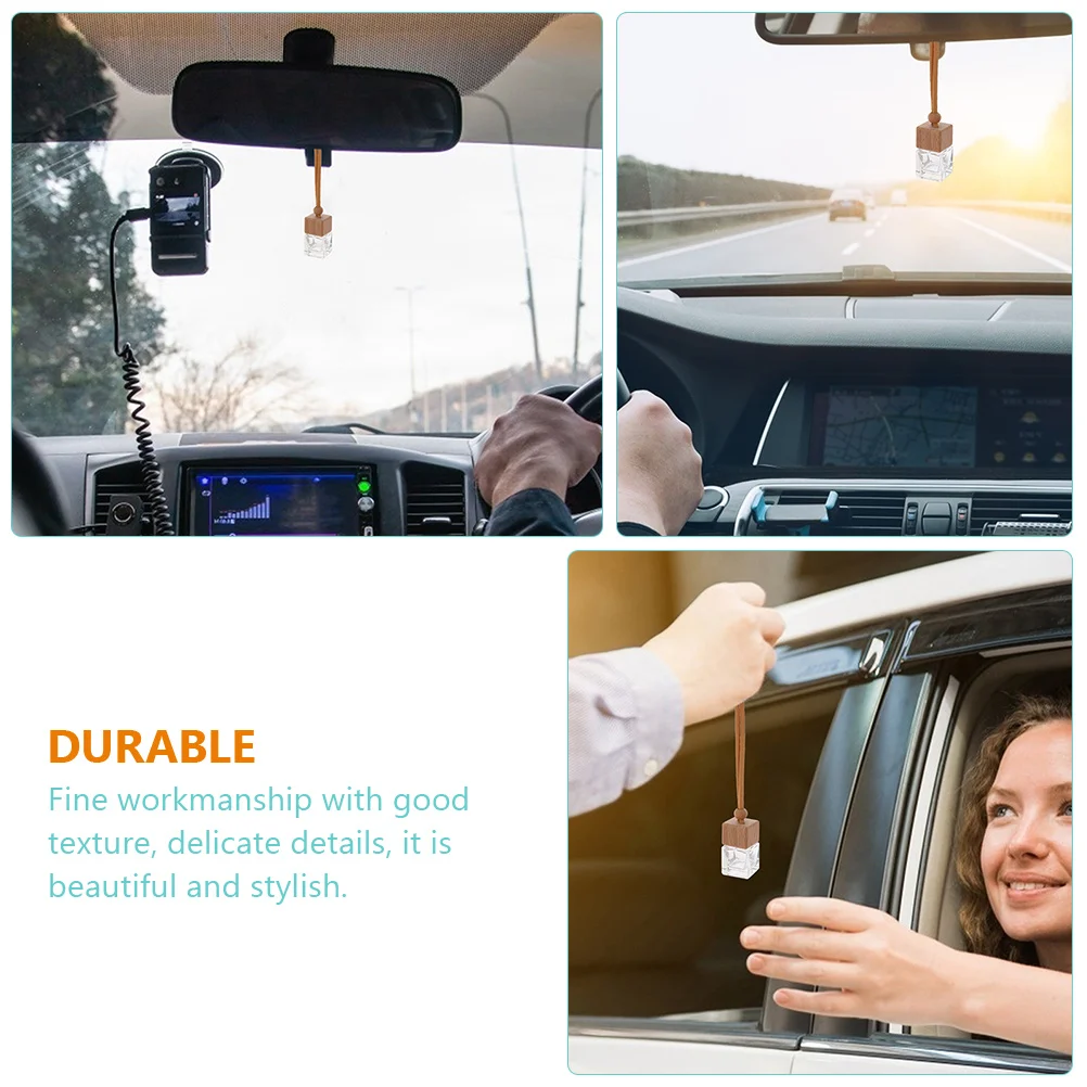 

12pcs Car Perfume Bottle Wood Glass Scent Diffuser Air Fresh Hanging Pendants Fragrance Transparent Empty Bottle Aromatherapy
