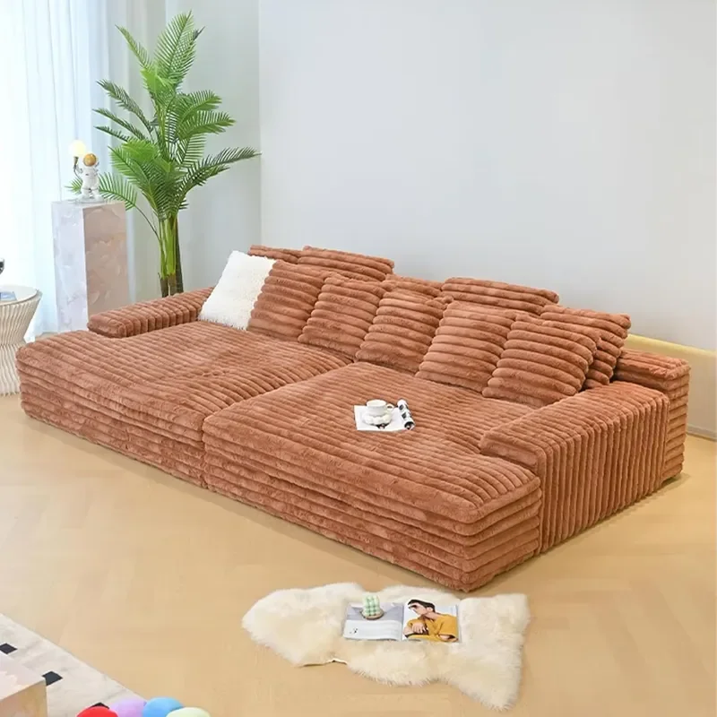 Wholesale Factory French Brown Compress Packaging L Shape Sofa 4 Seater Modular Sectional Sofa Living Room Couch Set
