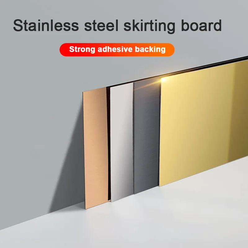 6-Meter Stainless Steel Matte Skirting Board Self-Adhesive Ultra-Thin Foundation Line Metal Decorative Wall Corner Line