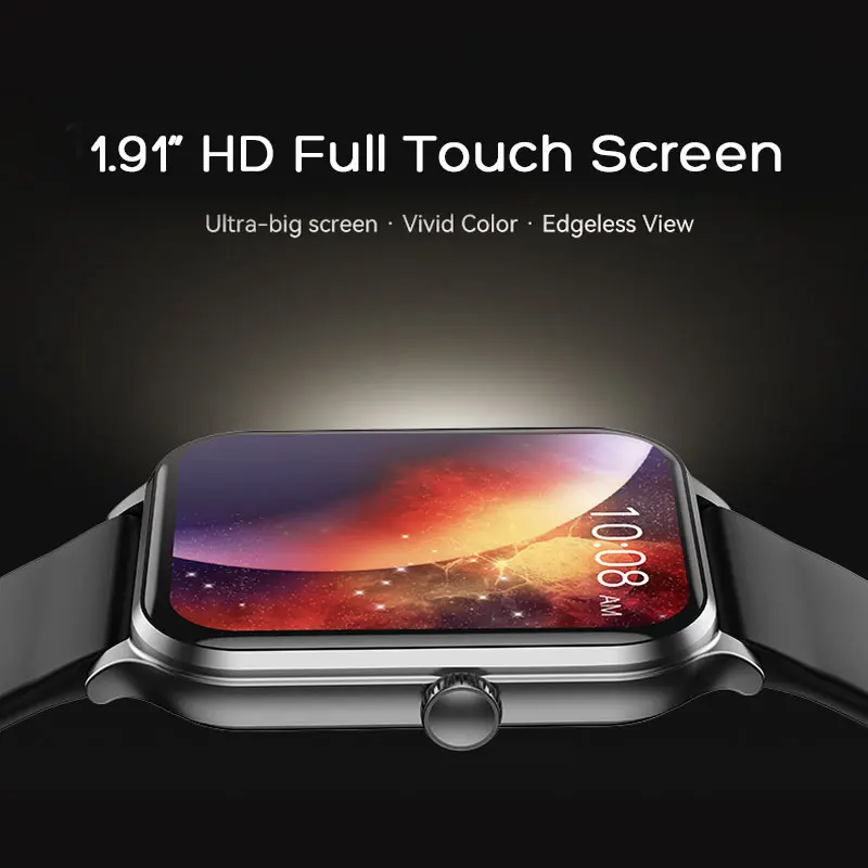 Wireless Bluetooth Black Smart Watch Men Women Smartwatches Compatible for iPhone Samsung Honor Xiaomi OnePlus Etc. Phone.