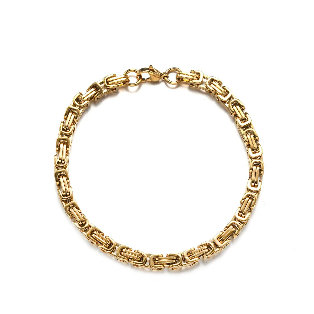 Las más nuevas pulseras de acero inoxidable 316L para hombres y mujeres, venta al por mayor, pulsera de eslabones de cadena de mano de Color dorado y plateado de 4mm, joyería de Hip Hop
