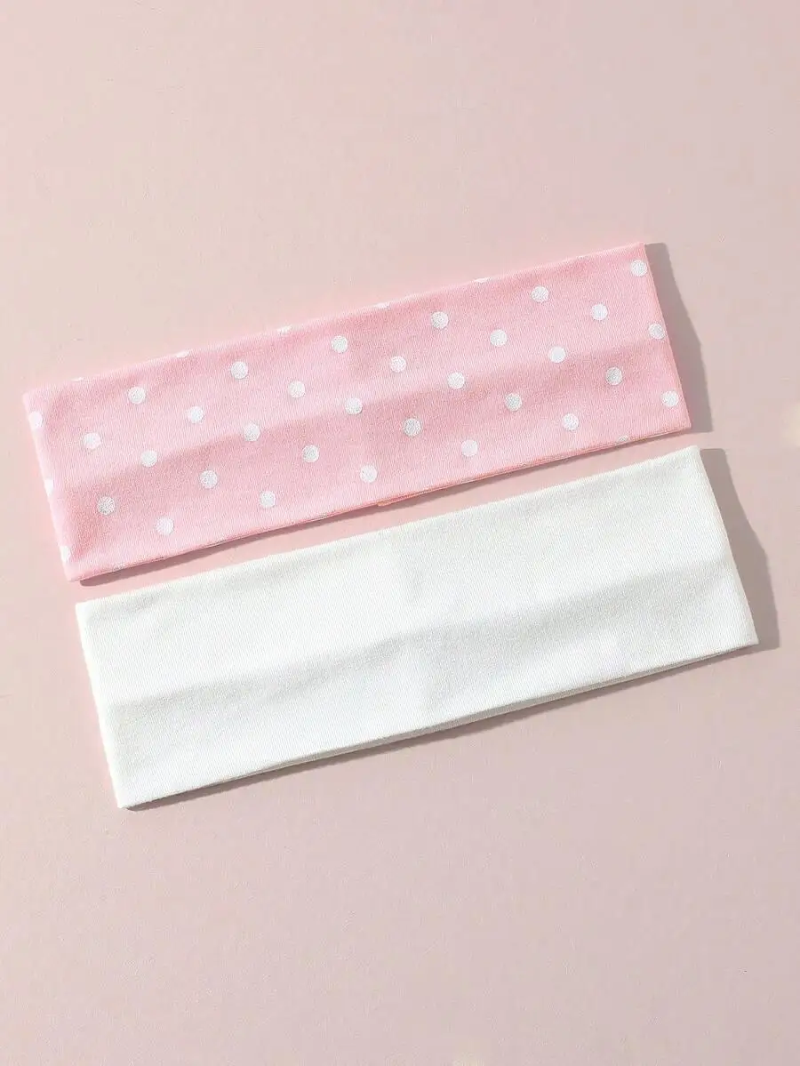 

5pcs Soft Stretchy Headbands For Women With Polka Dot And Plain Designs, Non-Slip Hair Bands For Yoga, Sports, Daily Use