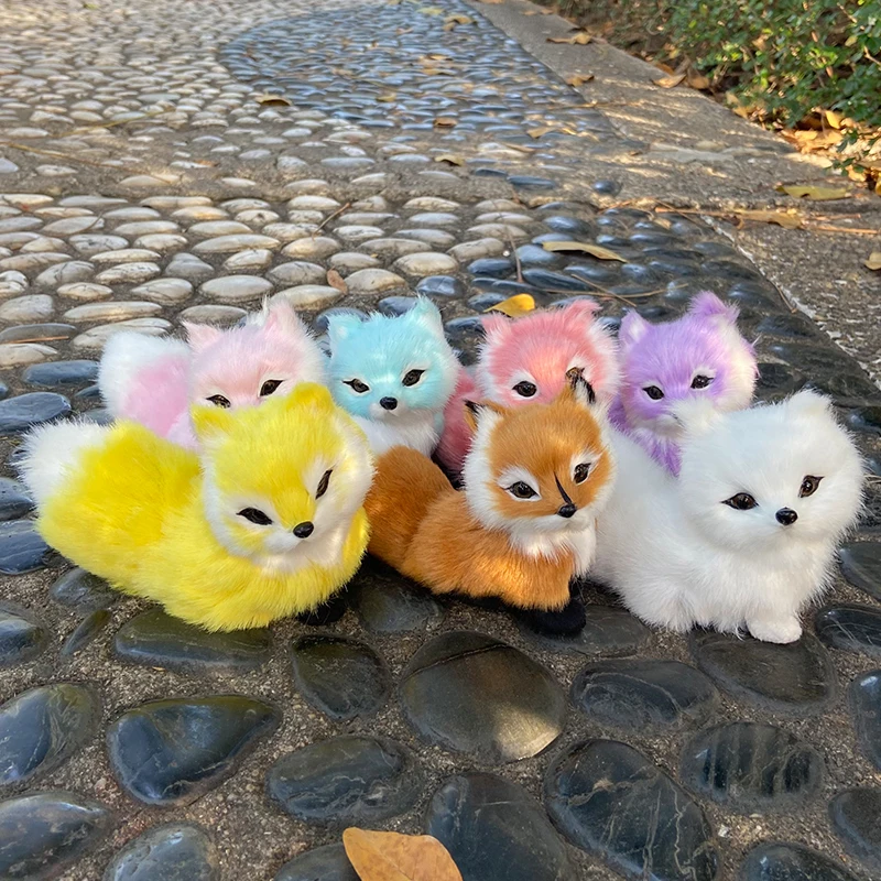 

Simulated Animal Plush Toy Colorful Fox New Year Christmas Gift Cute Doll Pet Doll Desktop Decoration