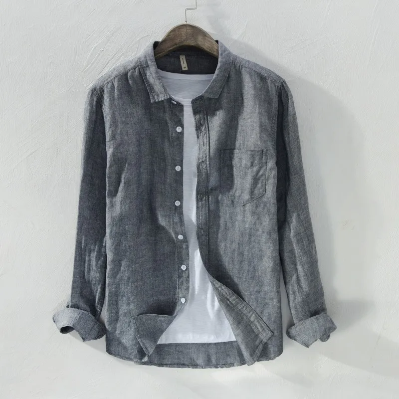 

Men's Linen irt Jaet Loose Fit Long Sve Thin Cotton Linen Casual Top Vintage Linen Clothes Breathable Moisture ng