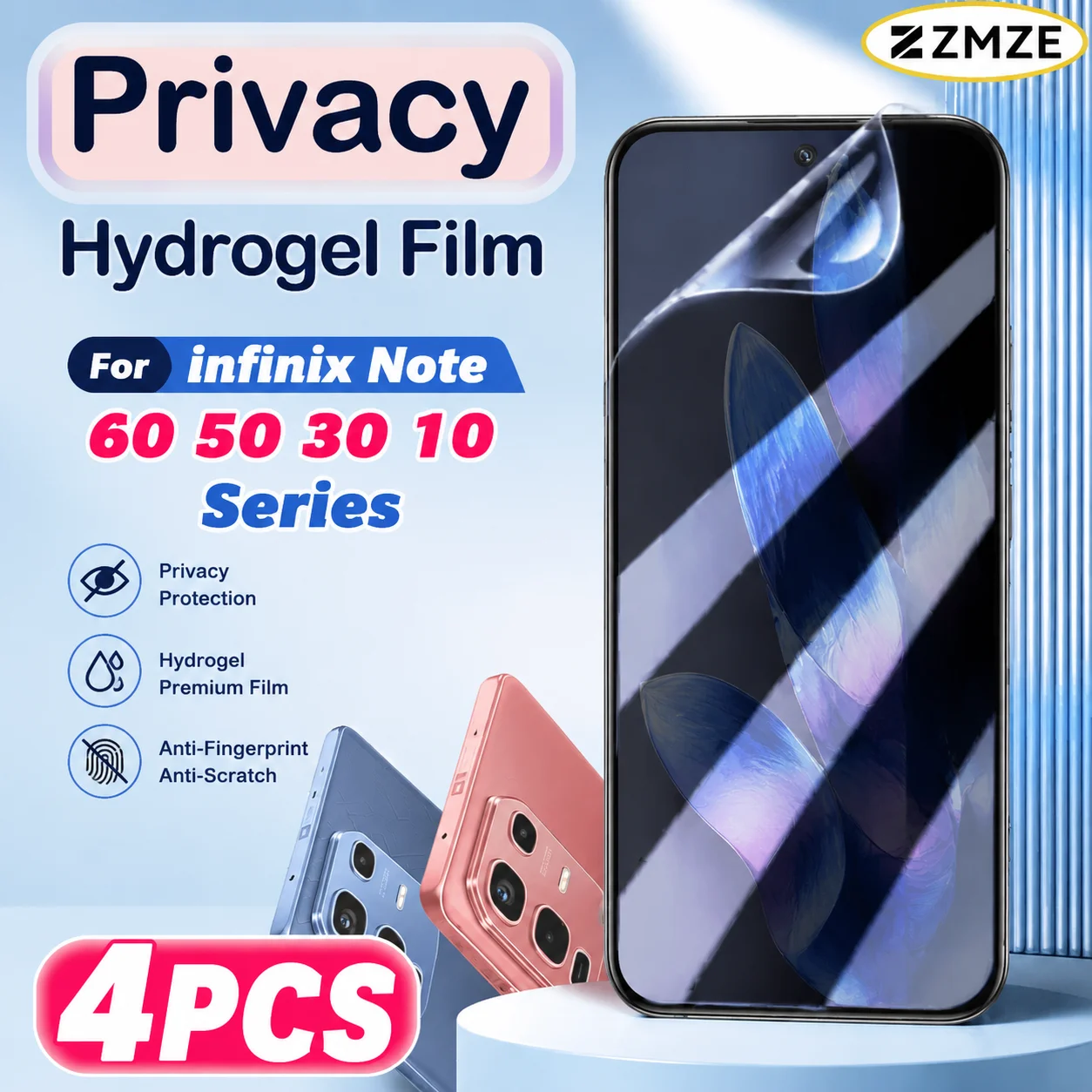 4 Pieces For infinix Note 60 50 40 30 10 Pro+ 60 Ultra 50S 50X 40S 40X 30 VIP 30i Glossy Privacy Screen Protectors Hydrogel Film