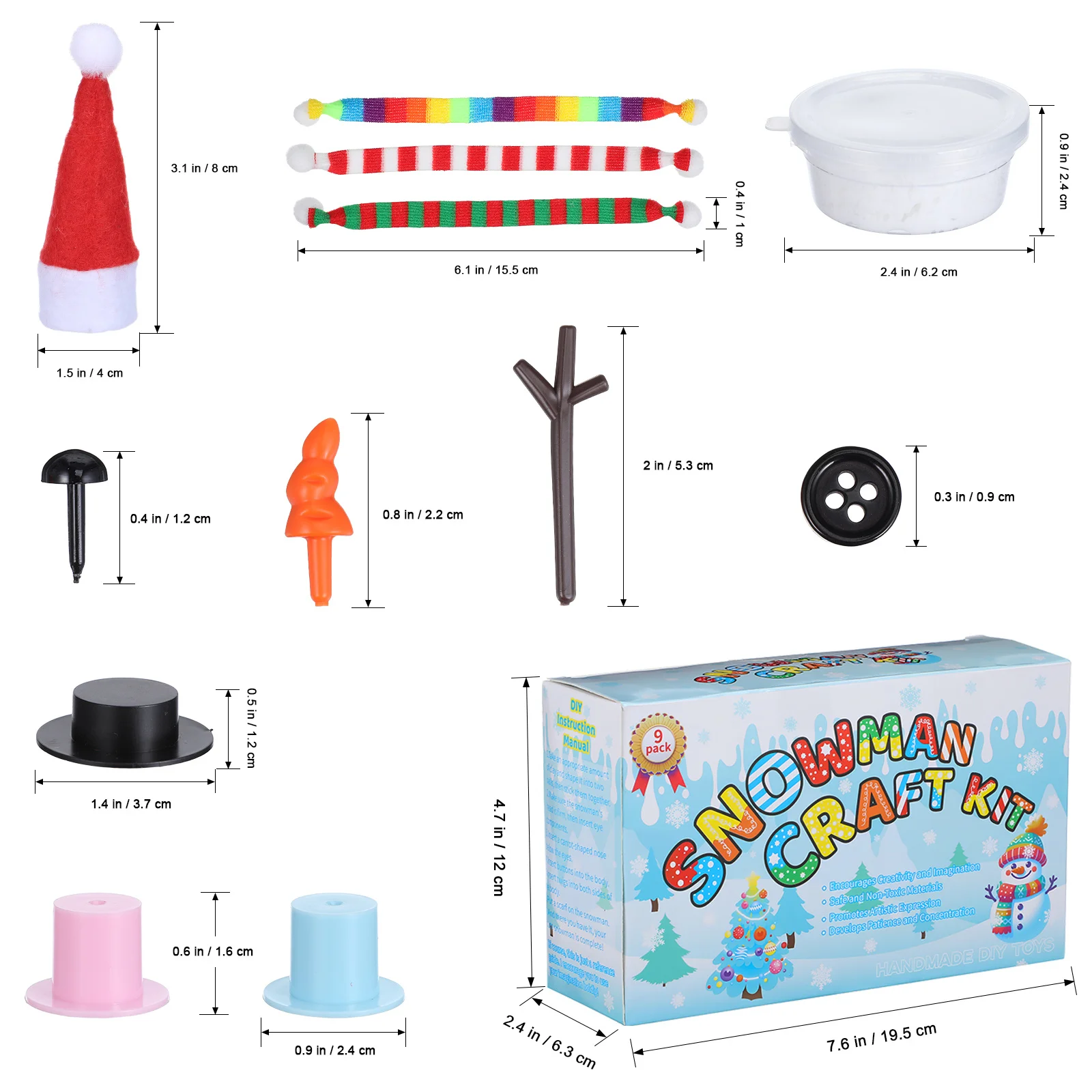 96-delige sneeuwpopknutselset voor kinderen: klei Bouw je eigen kerstactiviteitenset voor binnen Polymeer Klei Vakantieknutselsets Kerstmis