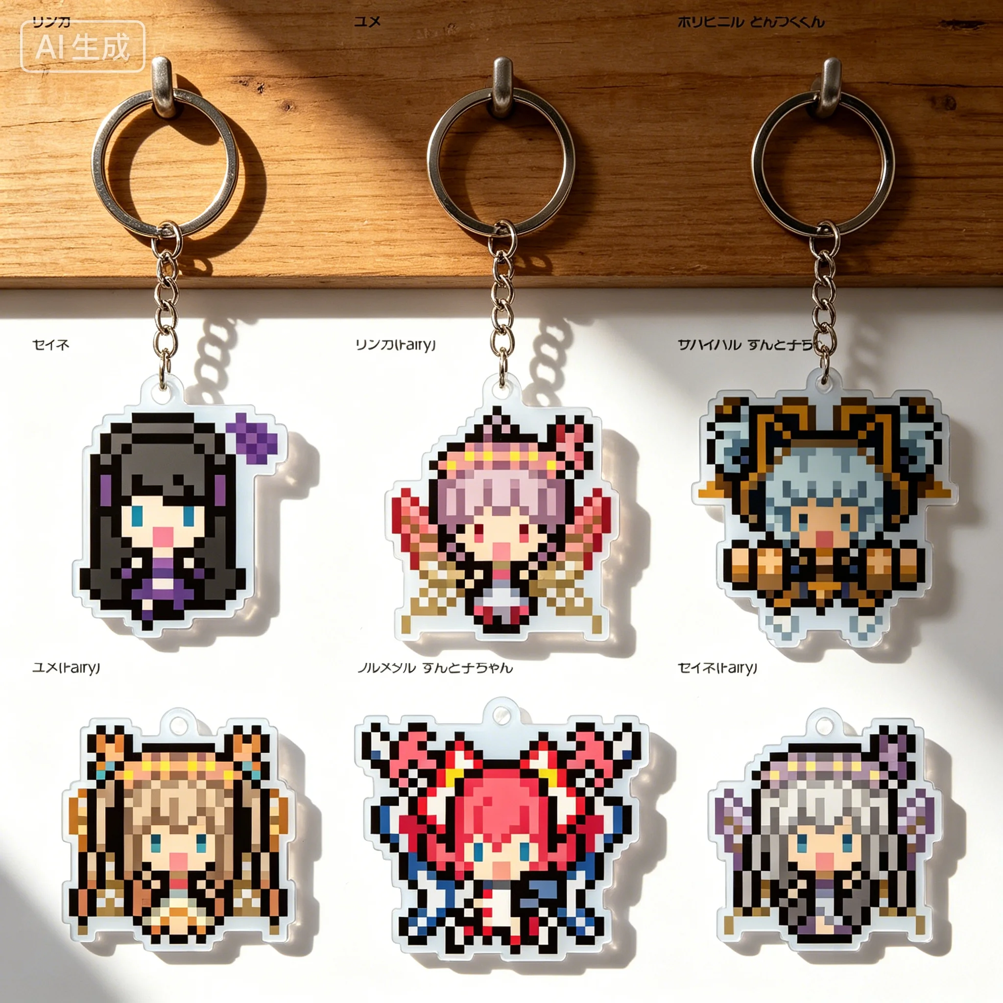 Game GROOVE COASTER Linka Q-style Cartoon pixel Characters Acrylic Pendant Keychains Bag Decorations Gifts For Friends