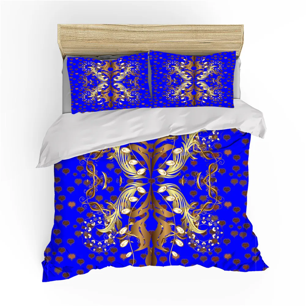 3D Nordic Blue Retro Pattern Bedding Set Quality Qualified Bedroom Decoration Boy Girl Bedlinen Duvet Cover Pillowcase Twin King