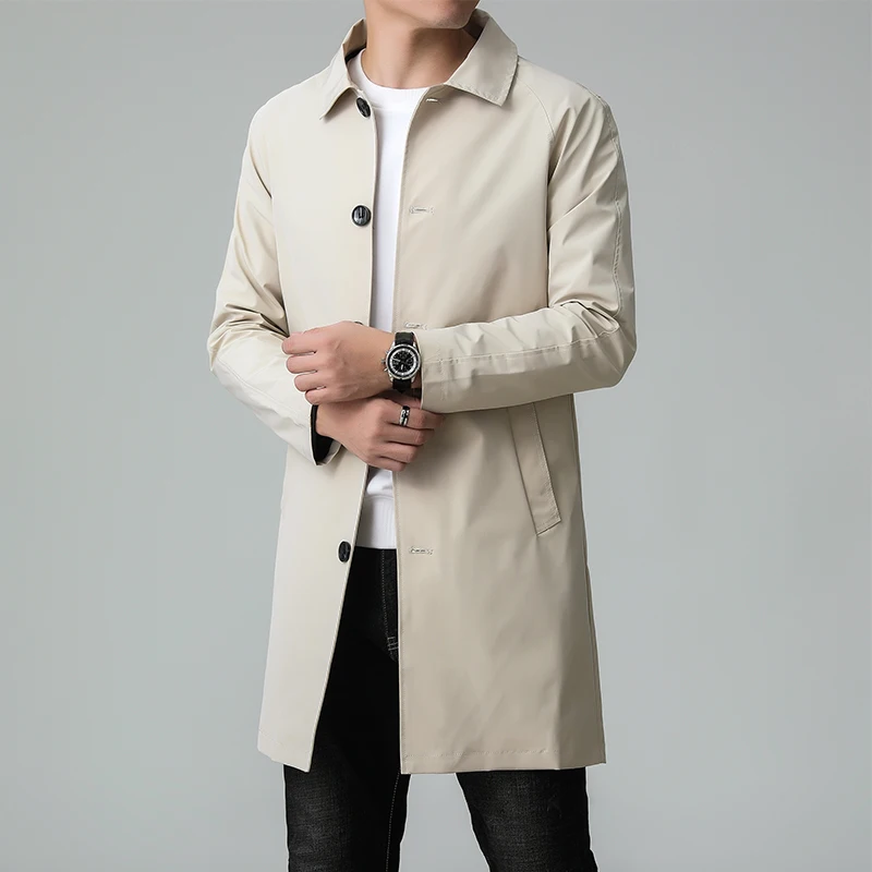 

Men's Windbreaker Spring Autumn New Solid Color Simple Light Windproof Casual High-end Business Lapel Coat Men's Suit Jacket