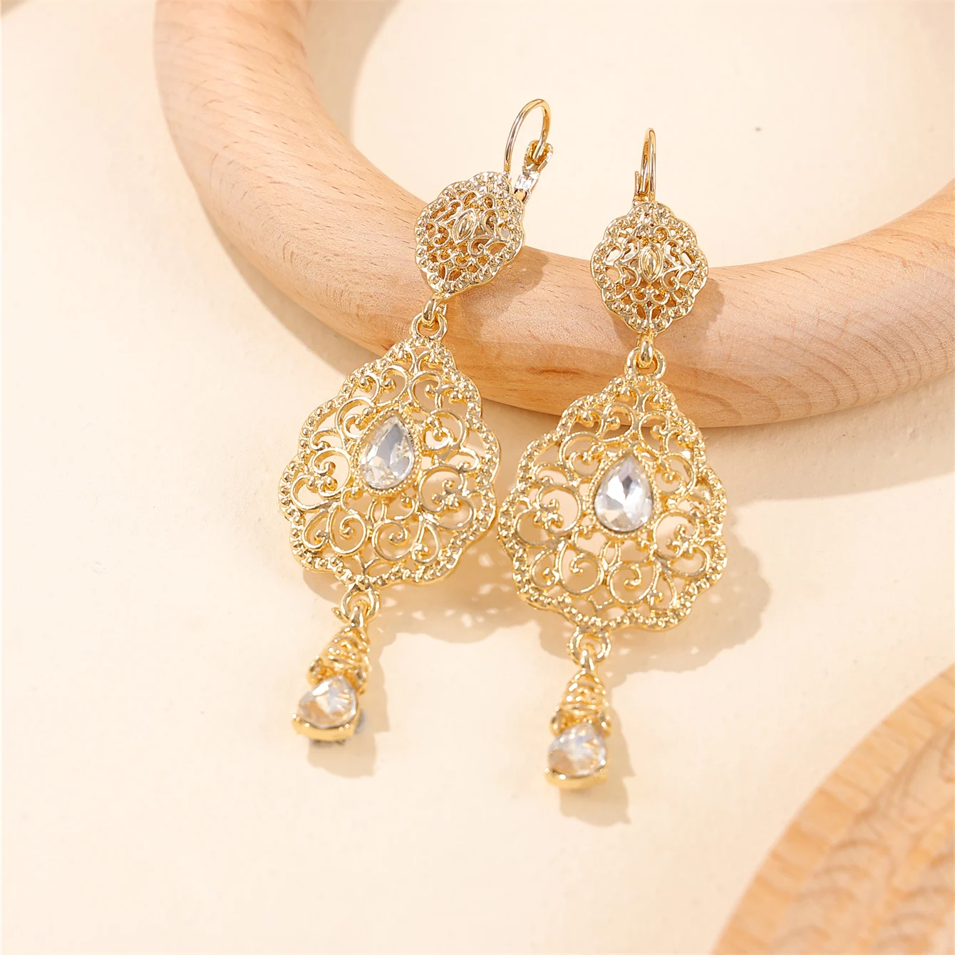 Free shipping Moroccan Classic Style Women'S Wedding Earrings Jewelry Rhinestone Fringe Earrings French Banquet Party Jewelry