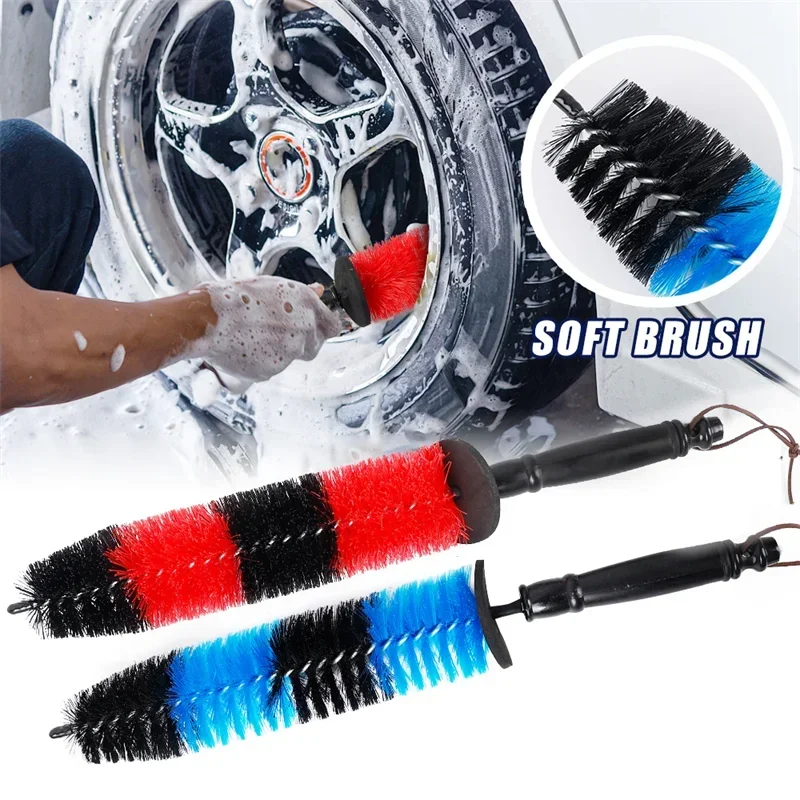 Car Wheel Rim Detailing Brush Long Soft Bristle Tire Wash Exhaust Tips Motorcycles Car Truck Motor Engine Grille Cleaning Tool