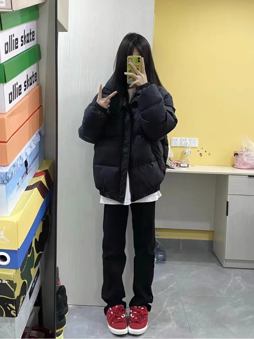 Winter Oversize Thiened Down Katoen Jaet Dames Brood Sle Jas Koreaanse Loose Fit Lange Sve Ritssluiting Polyester F...