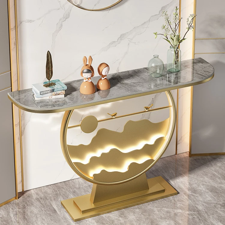# Console Table Rock Plate End Light Luxury Long Table for Living Room Entrance Passageway Directly Facing