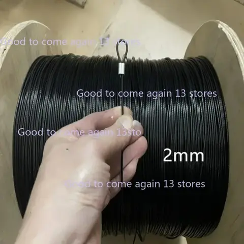 0.38-6mm 20M-100M 검정색 나일론 또는 PVC 코팅 내장 304 스테인레스 스틸 와이어 로프, 바다 낚시 라인 체인 후크 라인 크리스탈