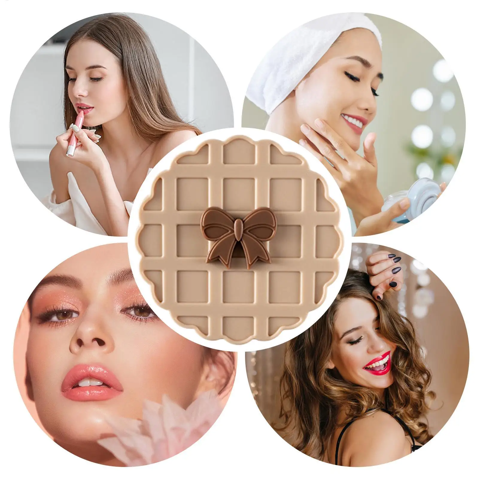 Espelho de maquiagem dupla face portátil waffle design dobrável espelho de bolso para mulheres viagens beleza cosméticos uso diário festa favores