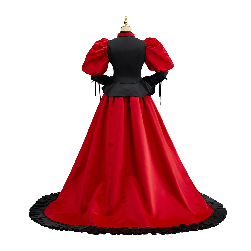 Medieval Victorian Woman's Bustle Red Dress Halloween Party Belle Gown Dress