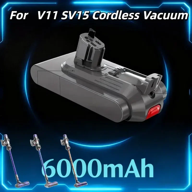 6000mAh Rechargeable Battery–High Capacity Replacement for V11 SV15 Cordless Vacuum Fits Fluffy/Motorhead Stick Handhold Cleaner