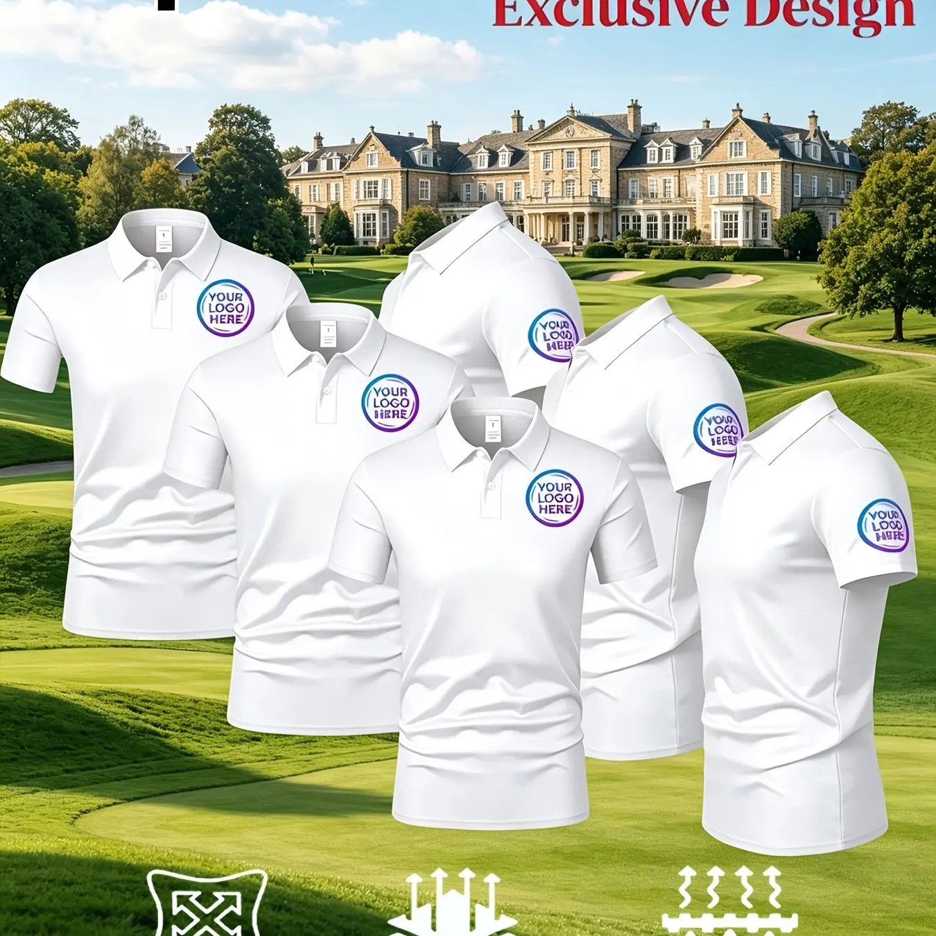Customized Polo Shirt [3-piece Set] Men's Customized Breathable Polo Shirt, Supports Any Patterns, Logos, Text, and Photos Custo
