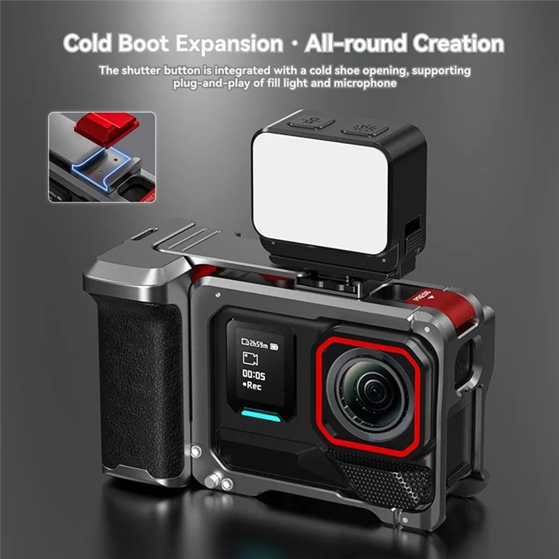 

Camera Xplorer Grip Holder For Insta360 Ace Pro 2/1-Aluminum Frame Cage, Extension Bracket, Shutter Button Included-[Y03A]