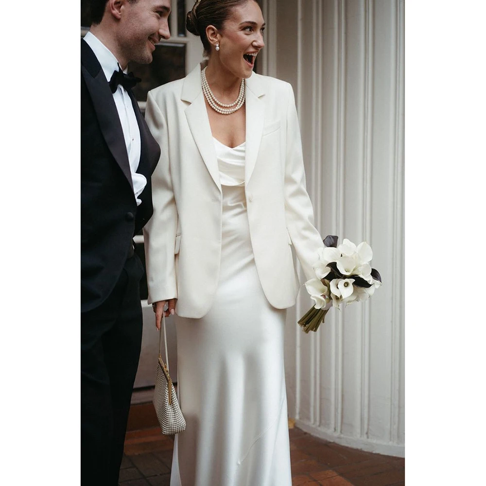 

Elegant White Women Suit Notch Lapel One Button Female Blazer Slim Fit Wedding Office Business Daliy 1 Piece Female Clothing