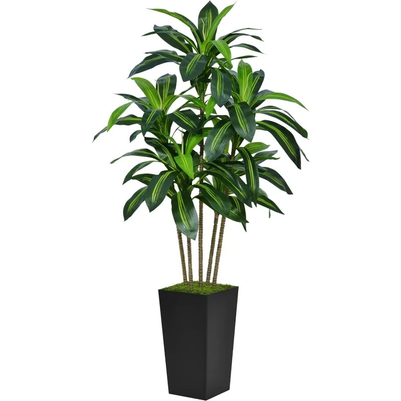 

Artificial Dracaena Tree 5FT - Faux Tree with Tall Planter - Fake Tropical Yucca Floor Plant Potted - Artificial Silk Tree