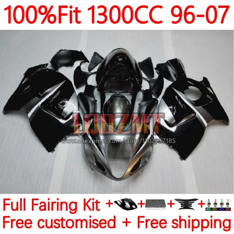 Injection For SUZUKI Hayabusa GSXR 1300 GSXR1300 Black silvery 1996 1997 1998 1999 2000 2001 2002 03 04 05 06 07 Fairing 171No.2