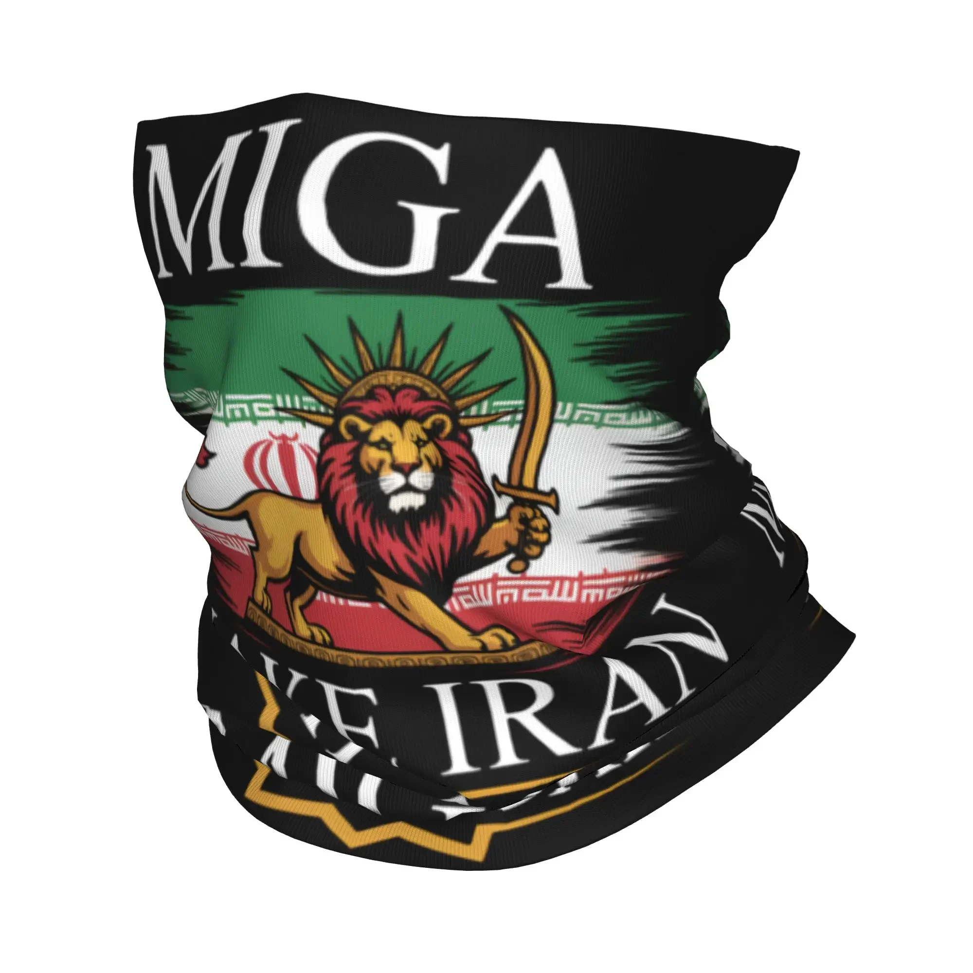 MIGA Make Iran Great Again Bandana Neck Warmer Women Men Winter Hiking Ski Scarf Gaiter Iranian Patriotic Face Cover