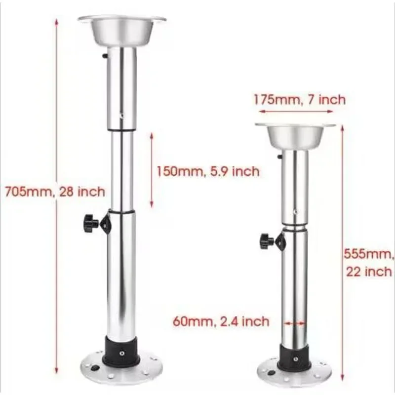 Aluminum Removable Aluminium Telescopic Lifting Table Leg 17-28 inch Height Adjustment Range For Yachts Motorhomes Accessory NEW