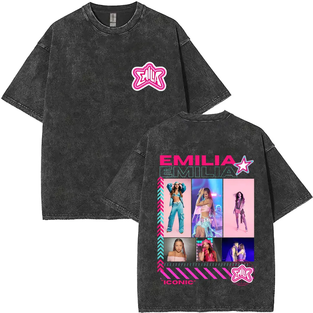 

Washed Vintage Emilia Mernes MP3 Graphic T-shirt Men Women Fashion Pop Music T Shirt Unisex Oversized Cotton T-shirts Streetwear