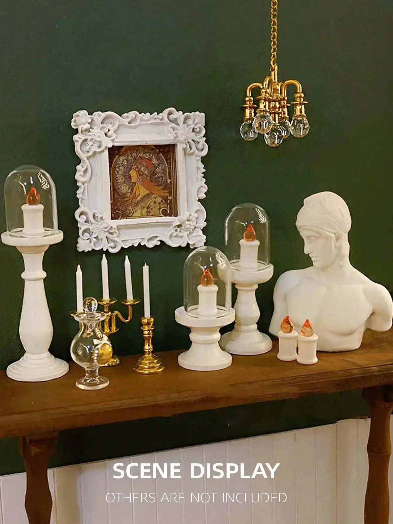 1:12 Scale Dollhouse Mini Vintage Candlestick, Simulation Windproof Table Ornament for Kitchen Scene Accessories