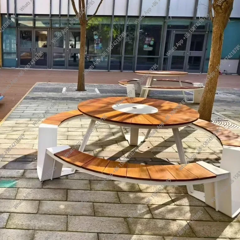 A63 Outdoor table and chair combination high-end leisure villa courtyard open-air stainless steel outdoor patio table and chair