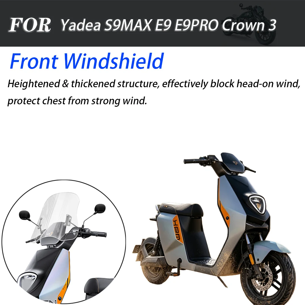 For Yadea S9MAX E9 E9PRO Crown 3 Electric Scooter Front Windshield, Chest Protection Wind Deflector Mod Parts