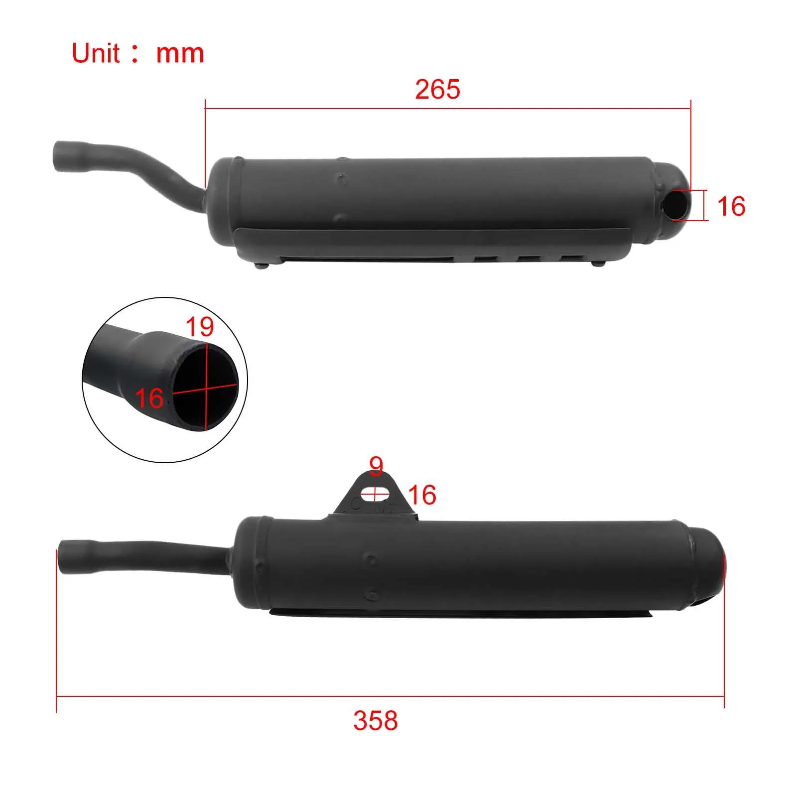 Black Exhaust Muffler Silencer Tail Pipe Vent-pipe for Yamaha PW80 PW 80 Y-Zinger Dirt Pit Bike Motorcycle Accessories