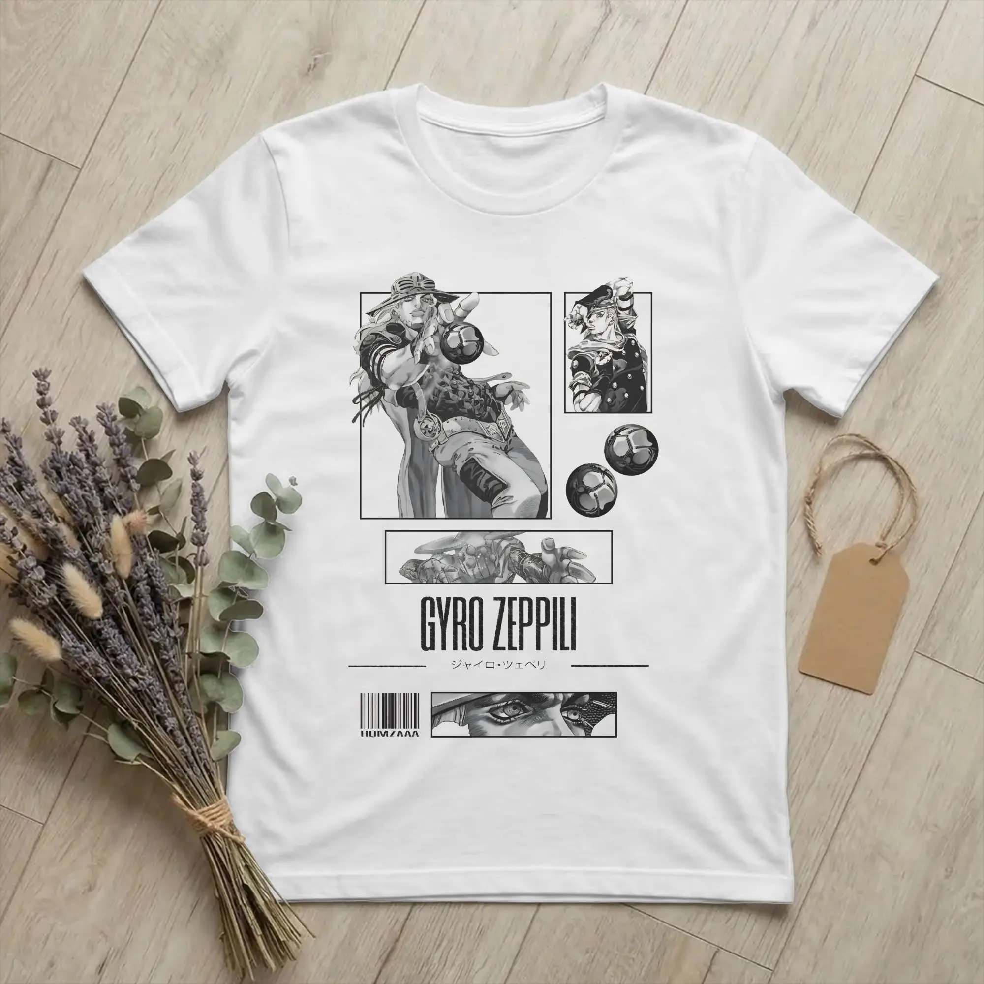 Vintage Gyro Zeppeli T Shirt Men's Round Neck Short Sleeve Clothes Joestar Family Bizarre Adventure 100%Cotton Summer Clothing